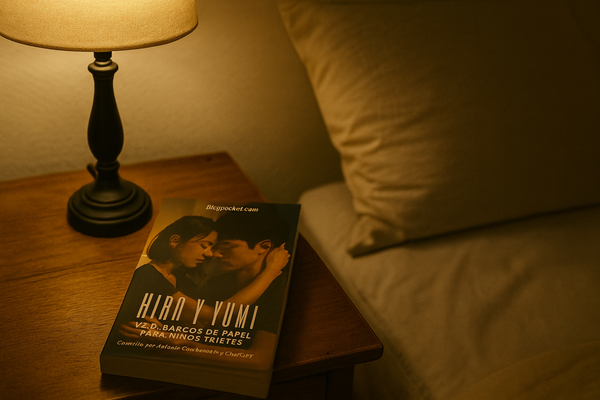 El libro «Hiro y Yumi v2.0» sobre una mesilla de noche.
